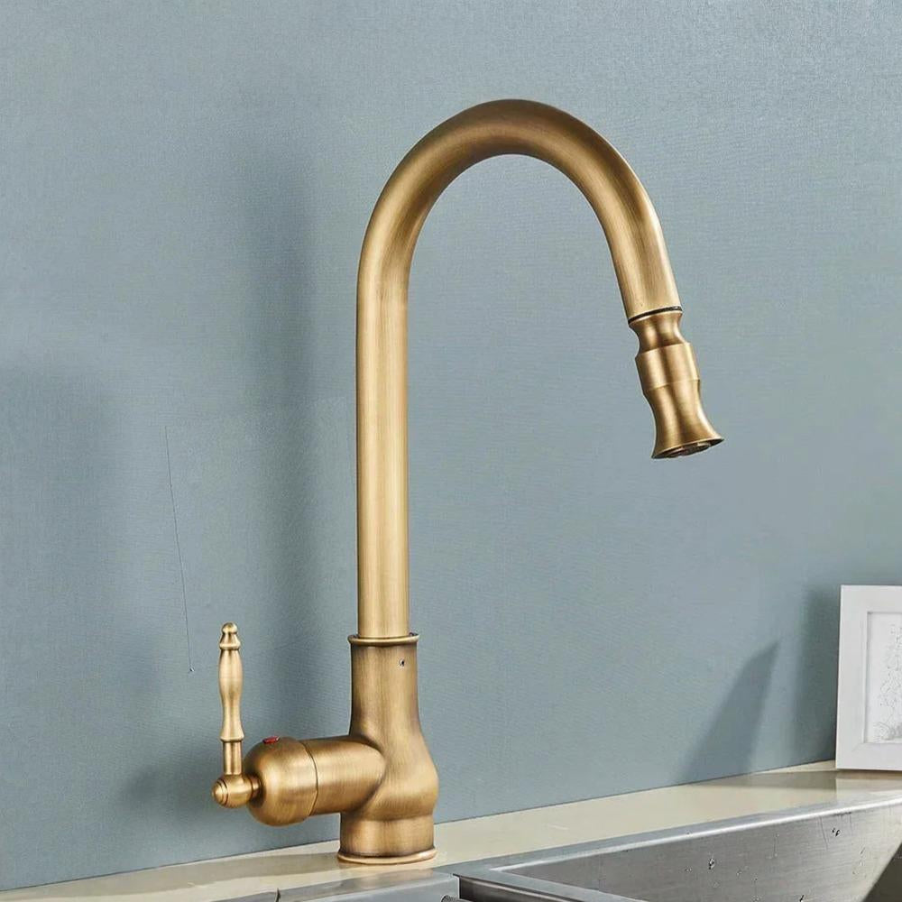 Elegant Brass Swivel Spout Kitchen Mixer Faucet