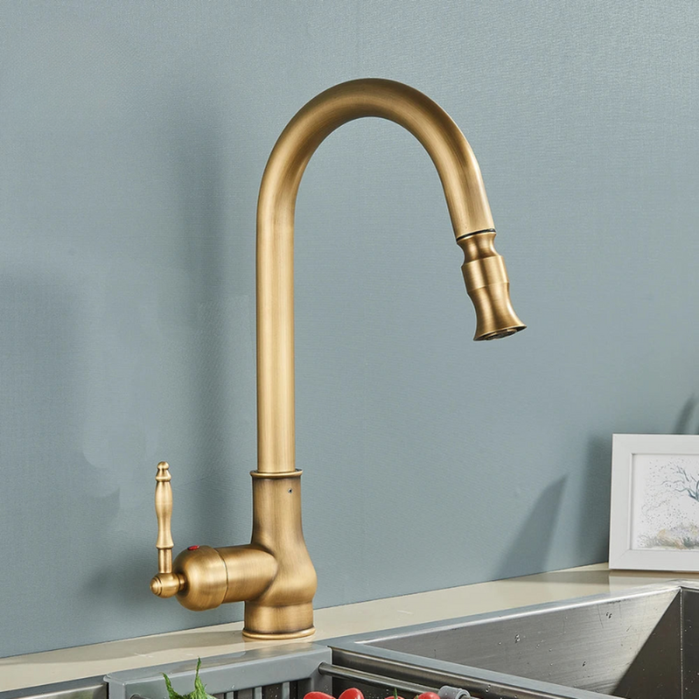 Elegant Brass Swivel Spout Kitchen Mixer Faucet