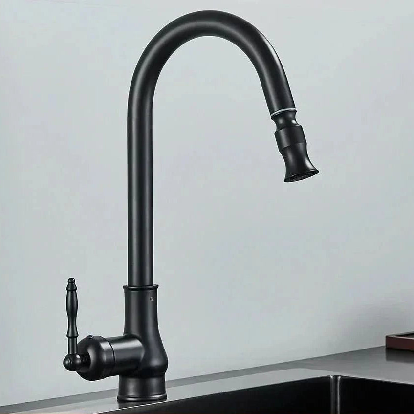 Brass Kitchen Faucet with Swivel Spout and Pull-Out Spray – Single Hole