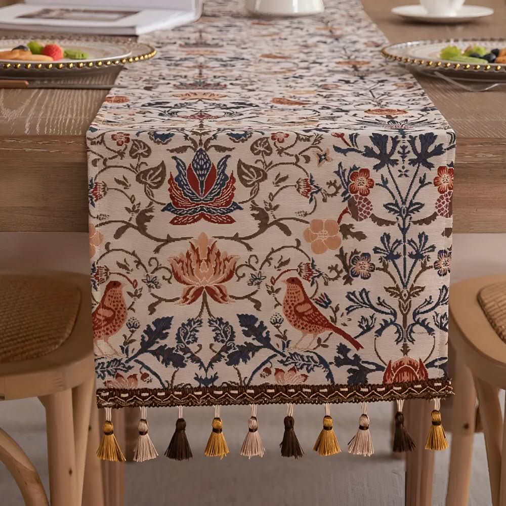 Rustic Charm Table Runner Featuring Nature-Inspired Design