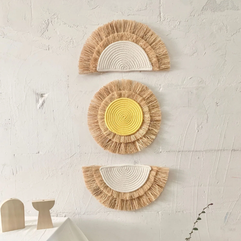 Charming Sun and Moon Wall Decor in Natural Tones