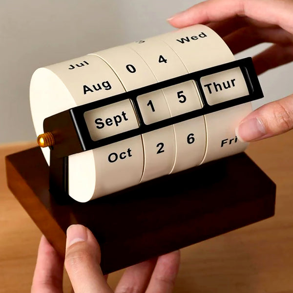 Classic Wooden Rotating Calendar for Home & Office