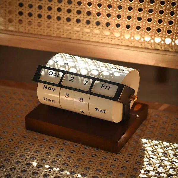 Classic Wooden Rotating Calendar for Home & Office