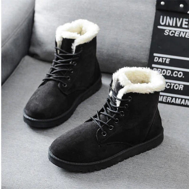 Women’s Winter Boots | Faux-Fur Lined Lace-Up Ankle Design | Smooth Suede & Rubber Exterior | Comfortable Fit & Warmth