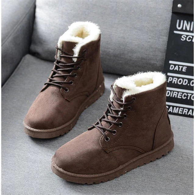 Women’s Winter Boots | Faux-Fur Lined Lace-Up Ankle Design | Smooth Suede & Rubber Exterior | Comfortable Fit & Warmth