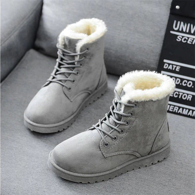 Women’s Winter Boots | Faux-Fur Lined Lace-Up Ankle Design | Smooth Suede & Rubber Exterior | Comfortable Fit & Warmth