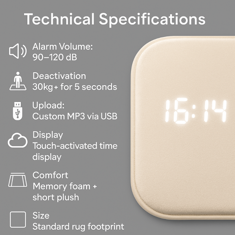 WakeMate Smart Carpet Alarm with Pressure Activation for Deep Sleepers
