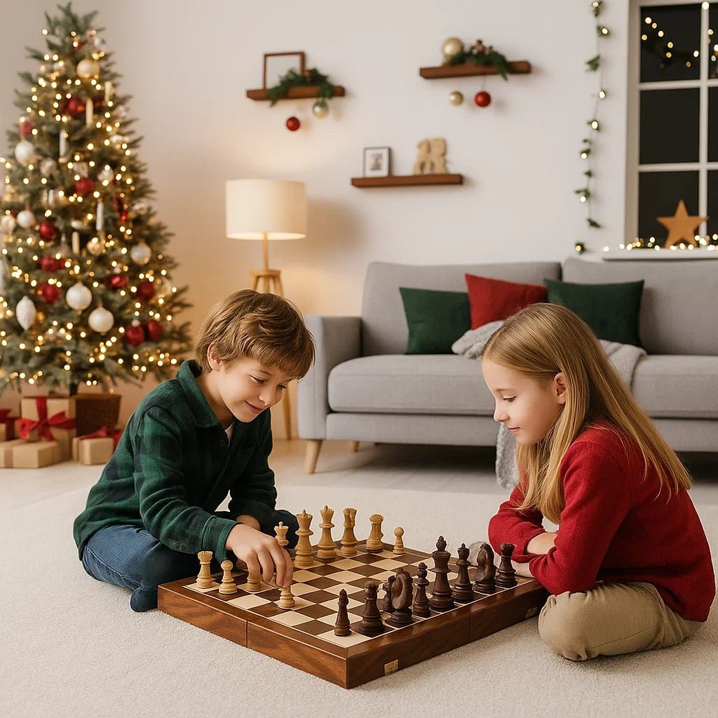 EleganceFold Wooden Chess Set with Travel-Friendly Design
