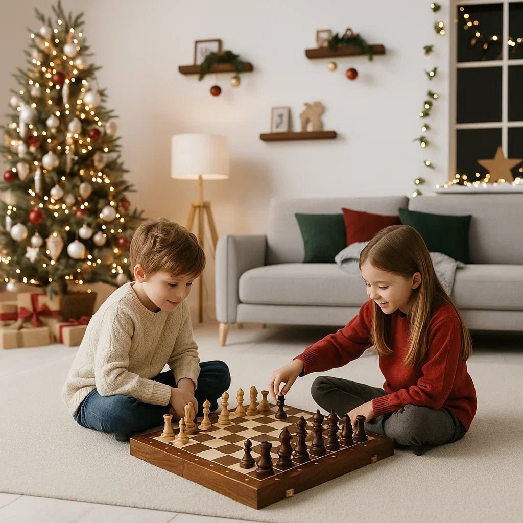 EleganceFold Wooden Chess Set with Travel-Friendly Design