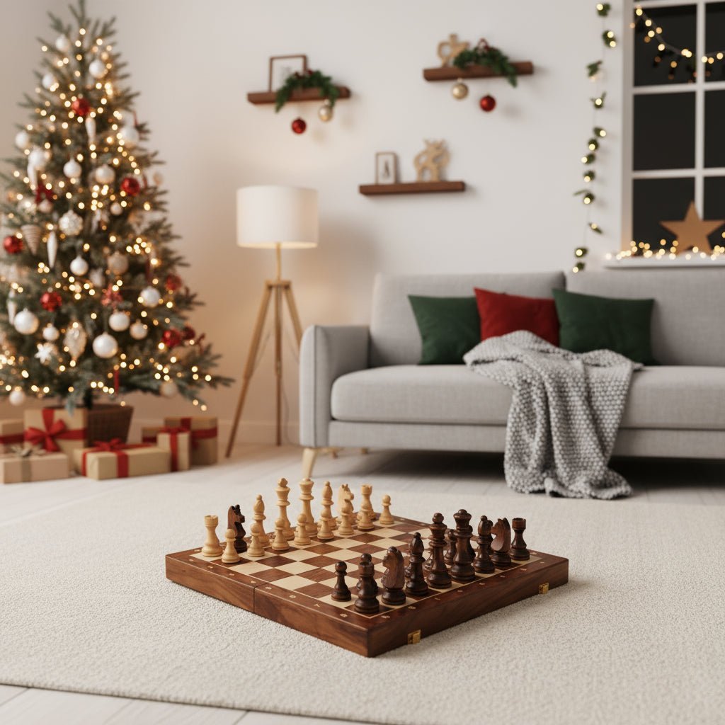 EleganceFold Wooden Chess Set with Travel-Friendly Design