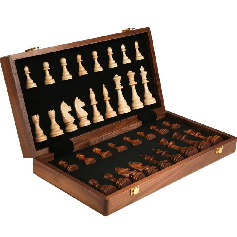 EleganceFold Wooden Chess Set with Travel-Friendly Design