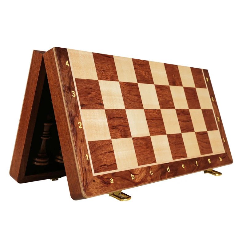 EleganceFold Wooden Chess Set with Travel-Friendly Design