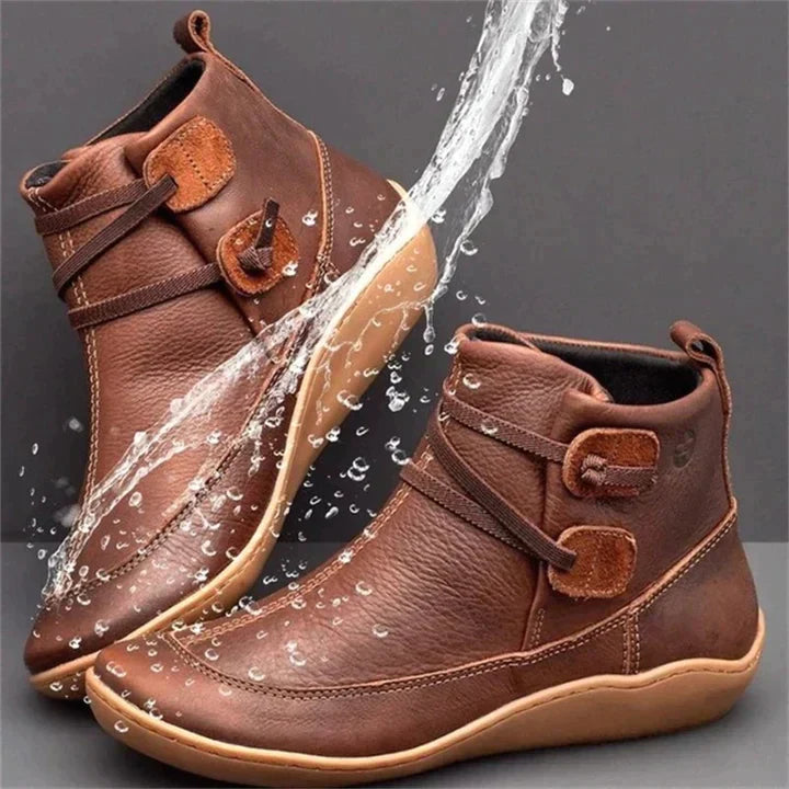 Orthopedic Boots | Waterproof Brown Leather | Dual Strap Closure | Comfortable Support
