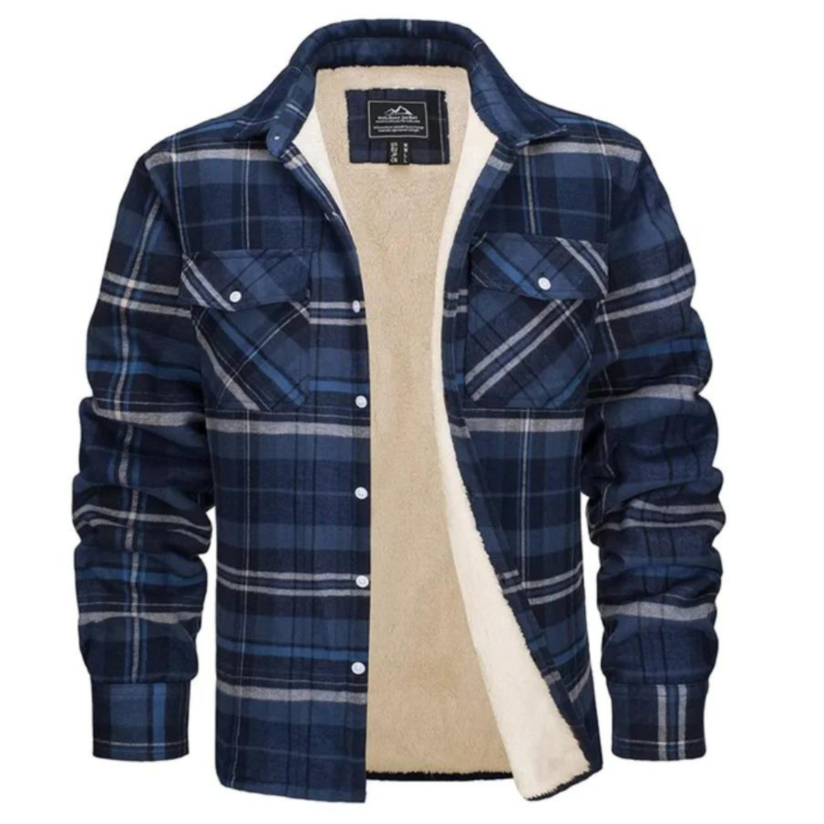 Men’s Fleece-Lined Plaid Shirt Jacket | Durable Polyester | Cozy Warmth & Casual Style