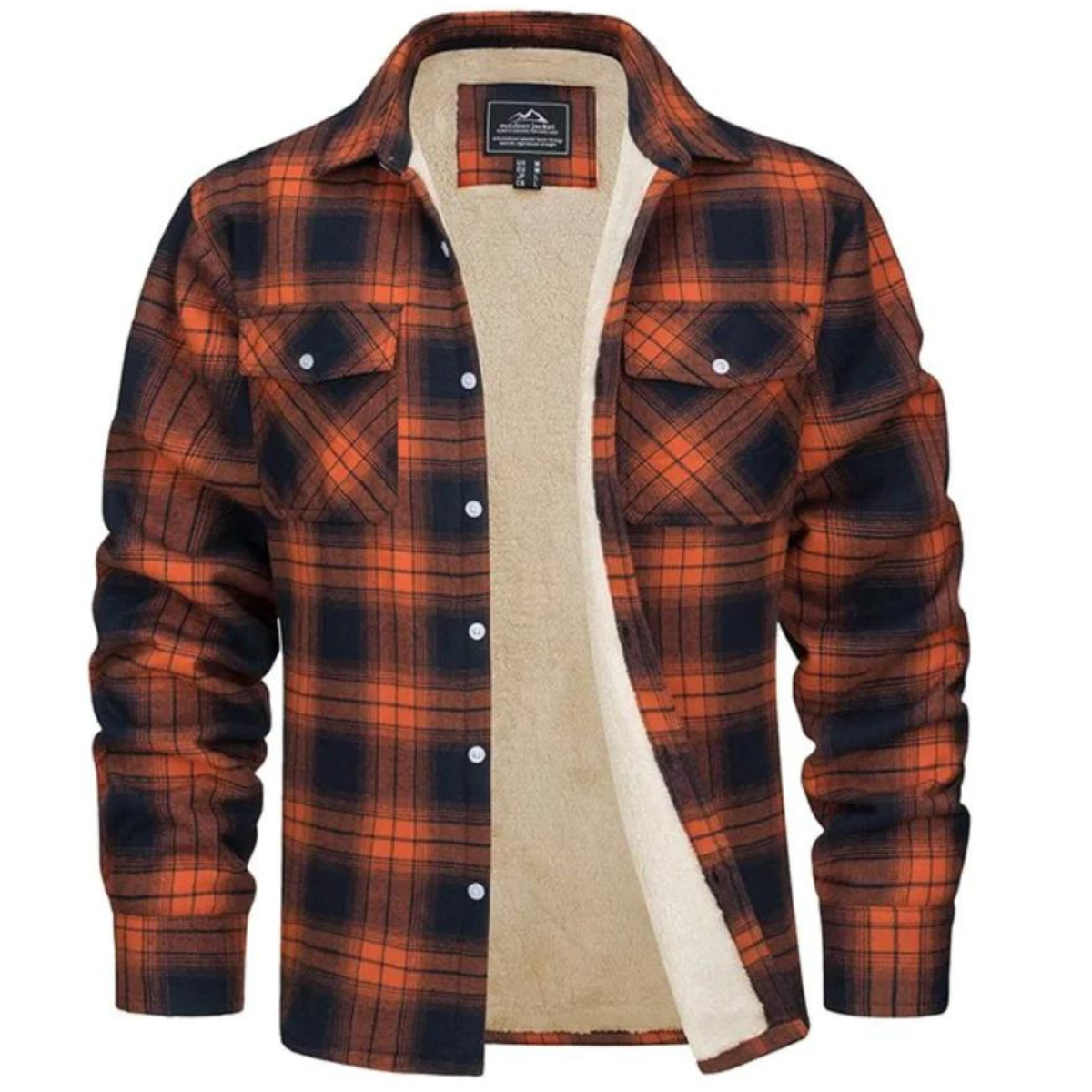 Men’s Fleece-Lined Plaid Shirt Jacket | Durable Polyester | Cozy Warmth & Casual Style