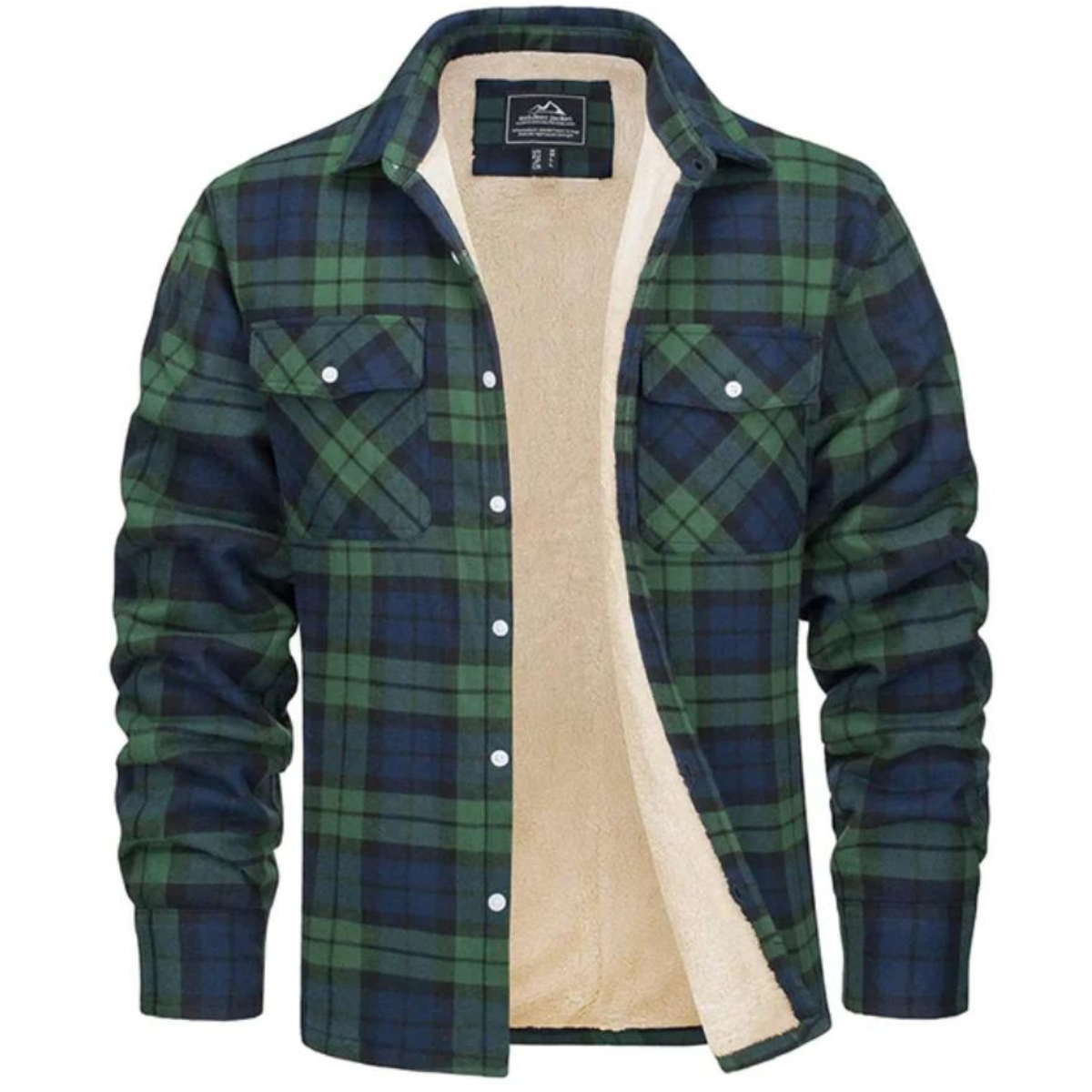 Men’s Fleece-Lined Plaid Shirt Jacket | Durable Polyester | Cozy Warmth & Casual Style