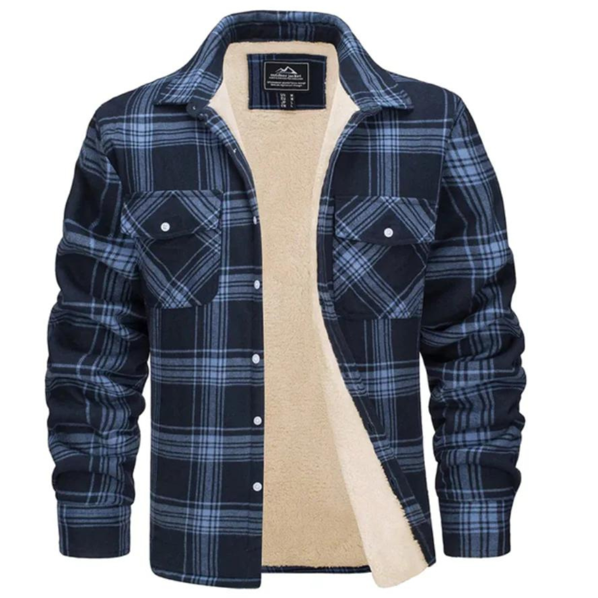 Men’s Fleece-Lined Plaid Shirt Jacket | Durable Polyester | Cozy Warmth & Casual Style