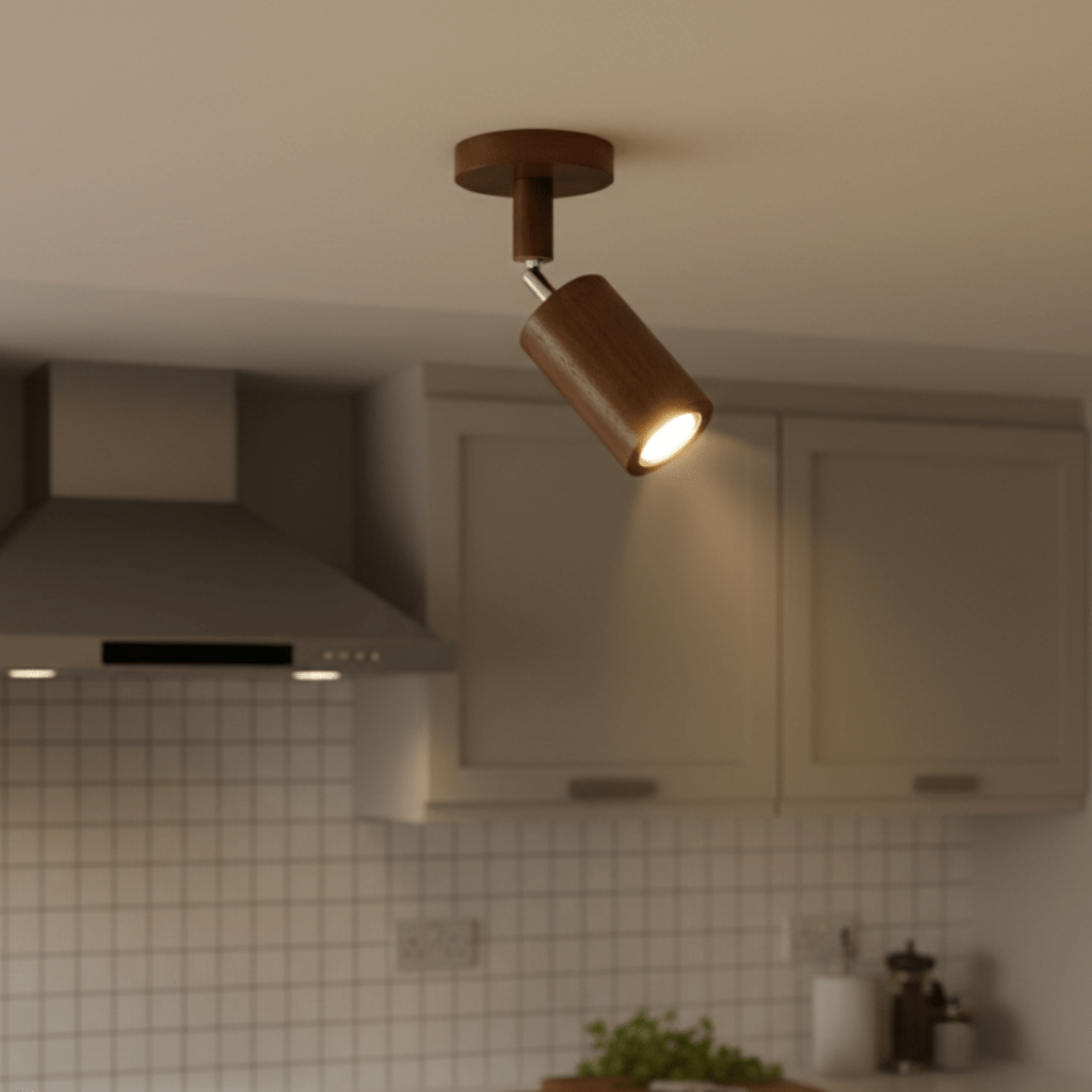 LuxeGlow Adjustable Solid Wood LED Ceiling Light Fixture