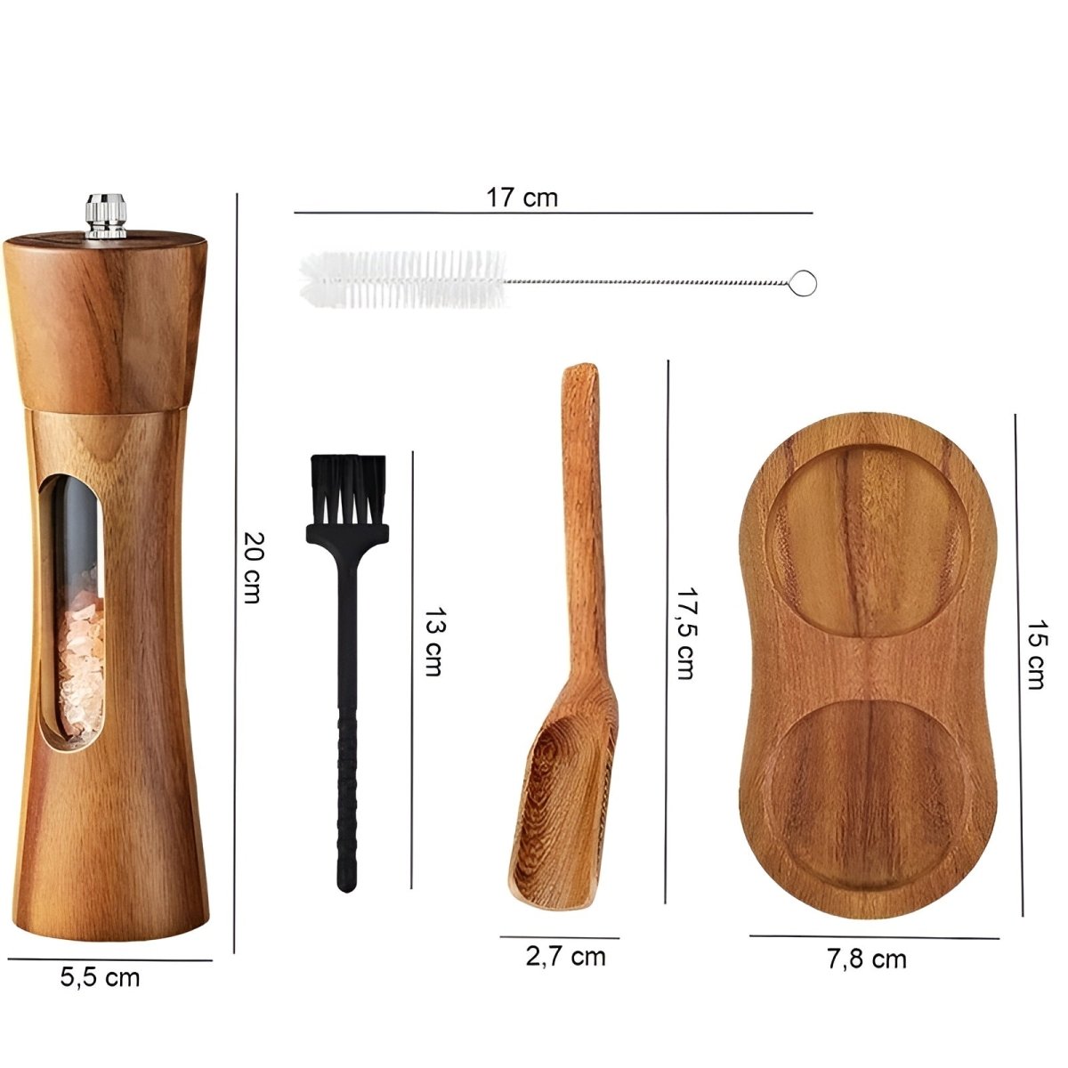 RusticCraft Adjustable Salt and Pepper Mills for Perfect Seasoning