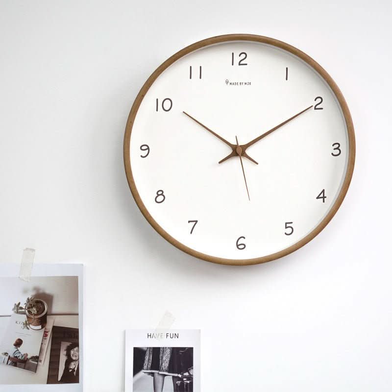 Tranquil Oak Silent Battery-Powered Wall Clock