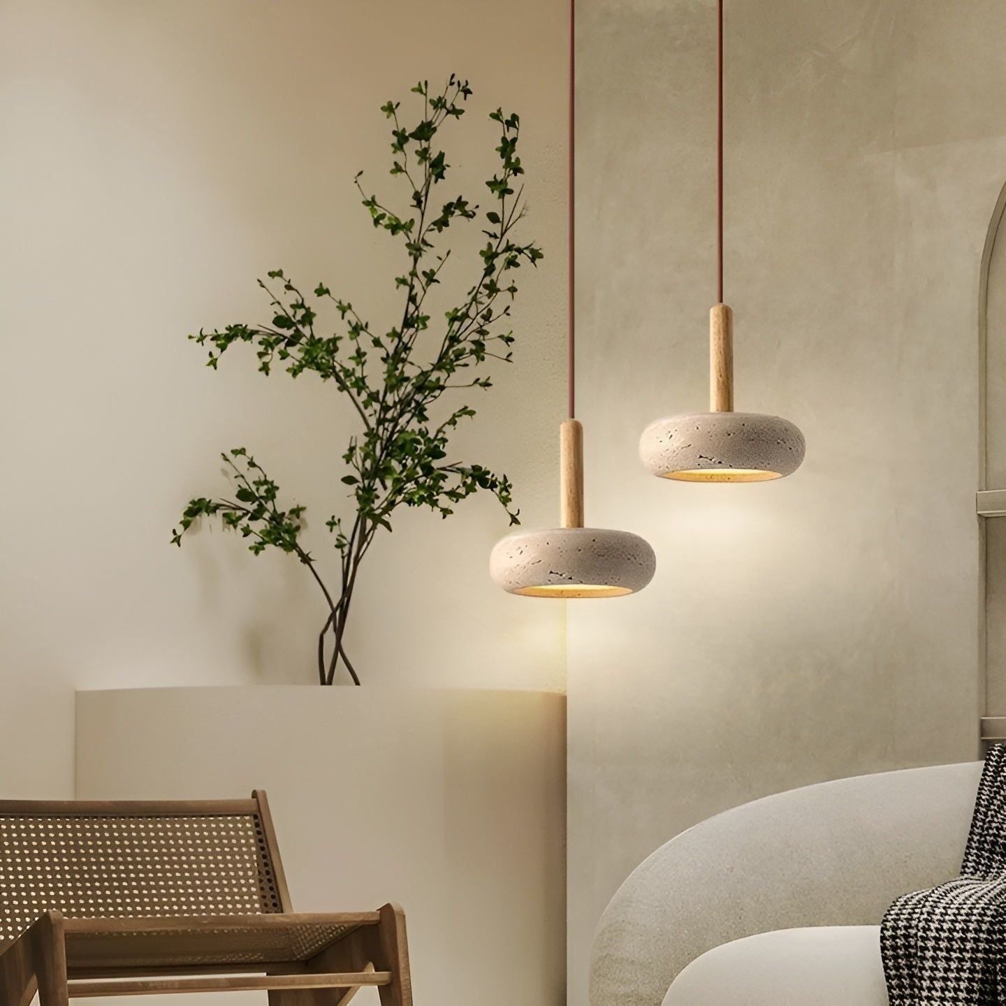 Adjustable Length LED Pendant Light | Elegant Japanese Design for Calm Environments