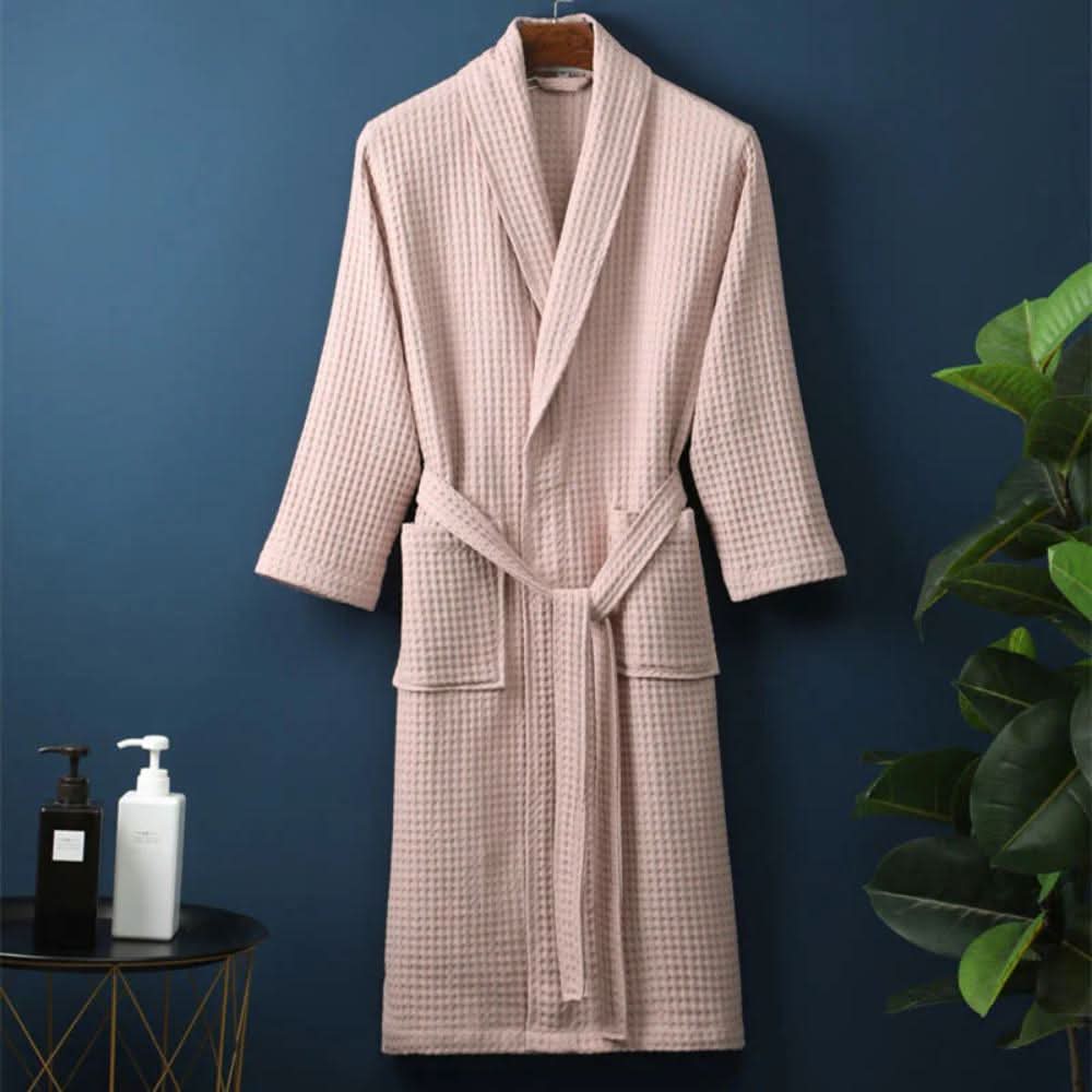 Cotton Comfort Waffle Weave V-Neck Robe for Every Season