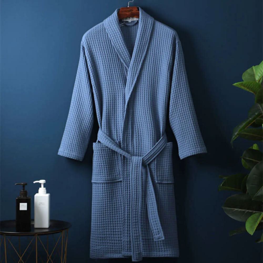 Cotton Comfort Waffle Weave V-Neck Robe for Every Season