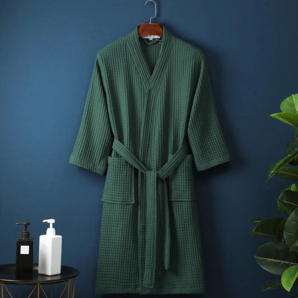 Cotton Comfort Waffle Weave V-Neck Robe for Every Season