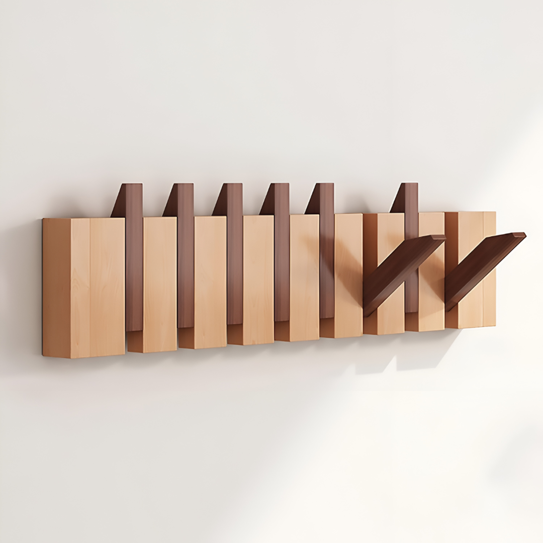 Elegant Wall-Mounted Coat Organizer with Folding Hooks