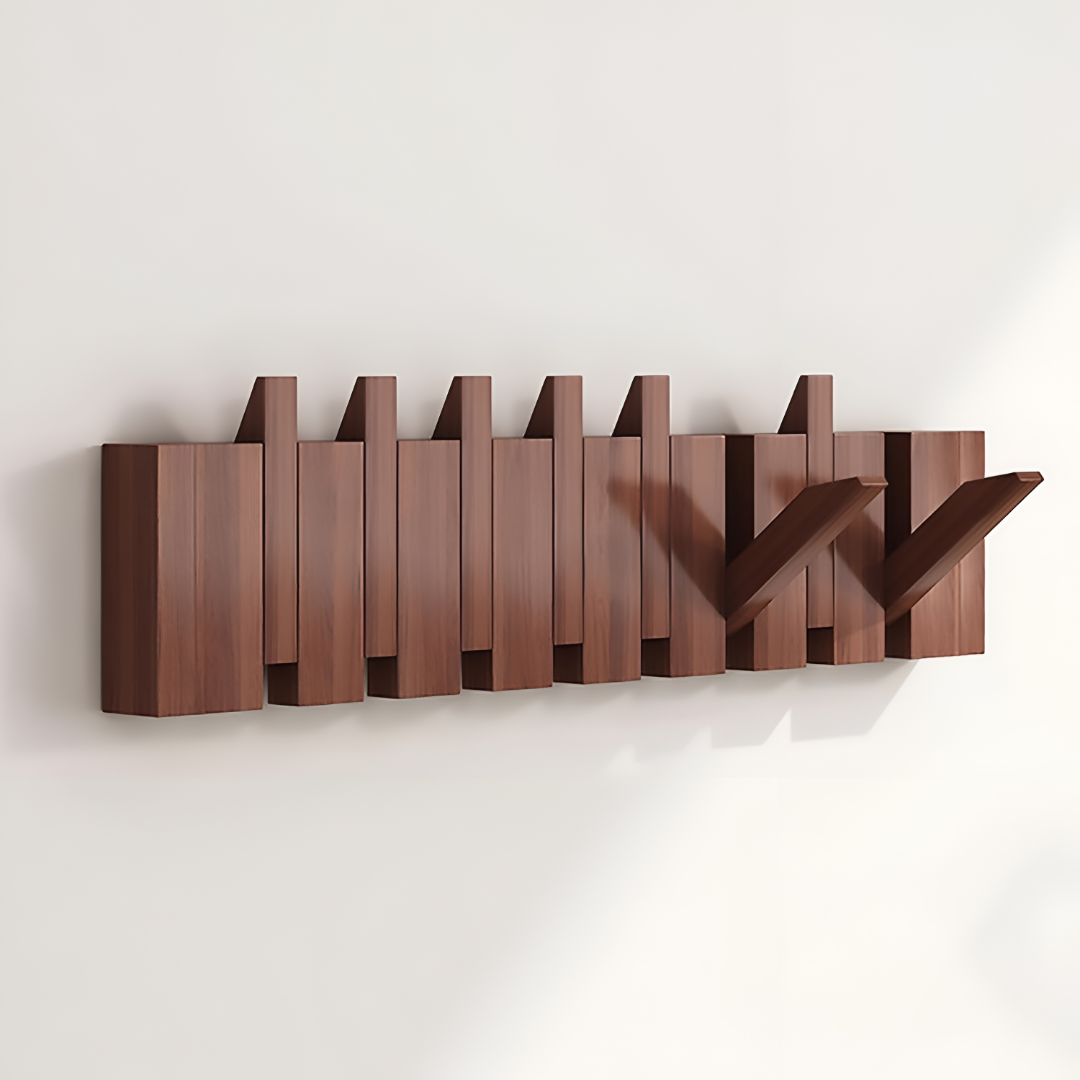 Elegant Wall-Mounted Coat Organizer with Folding Hooks