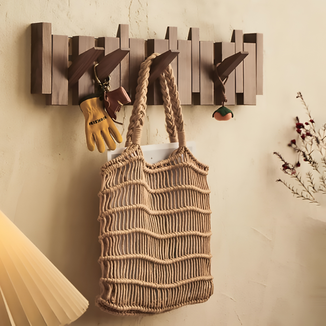 Elegant Wall-Mounted Coat Organizer with Folding Hooks