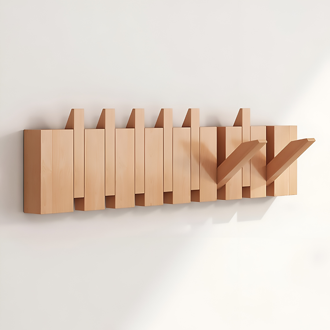 Elegant Wall-Mounted Coat Organizer with Folding Hooks