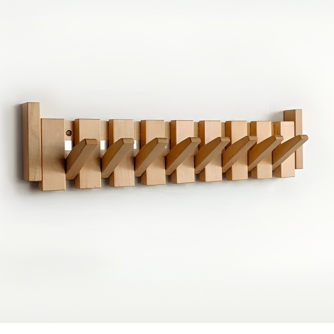 Elegant Wall-Mounted Coat Organizer with Folding Hooks