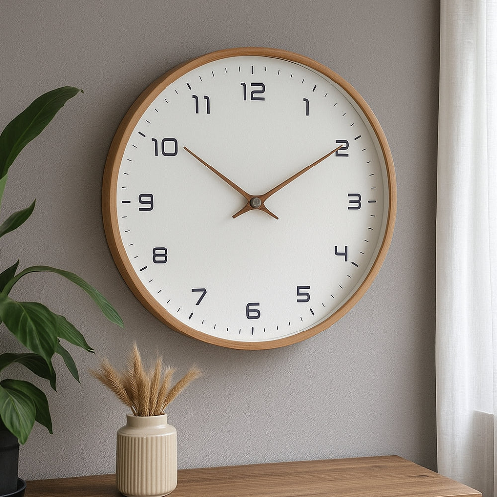 Elegant Natural Wood Wall Clock for Tranquil Spaces