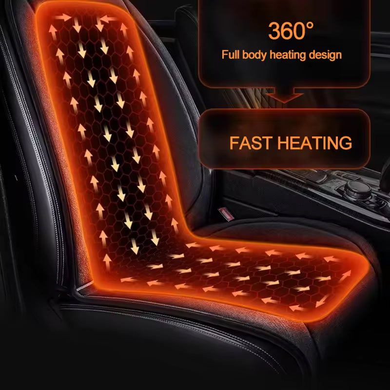 Universal Heated Seat Cover for Cars | 3 Heat Settings | 12V-24V | Washable