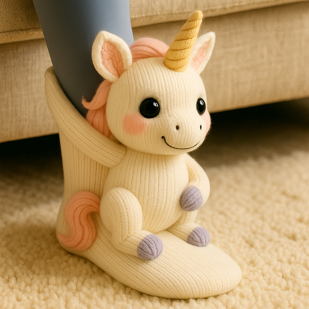 Cozy Animal-Themed Slipper Socks with Grippy Soles