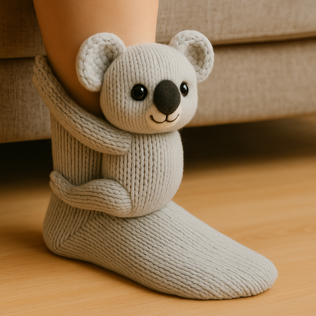Cozy Animal-Themed Slipper Socks with Grippy Soles
