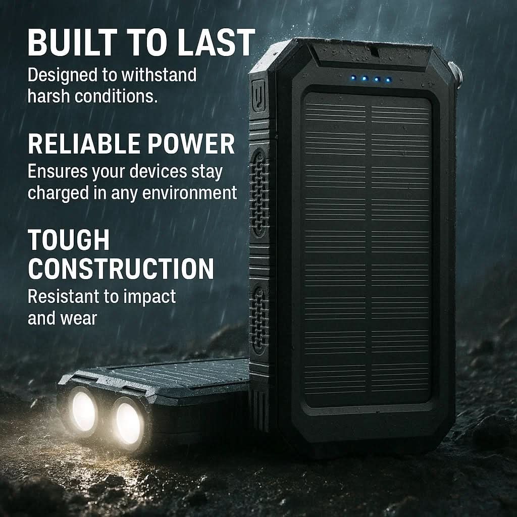 SunCharge Waterproof Solar Battery Pack 10000mAh with Dual USB