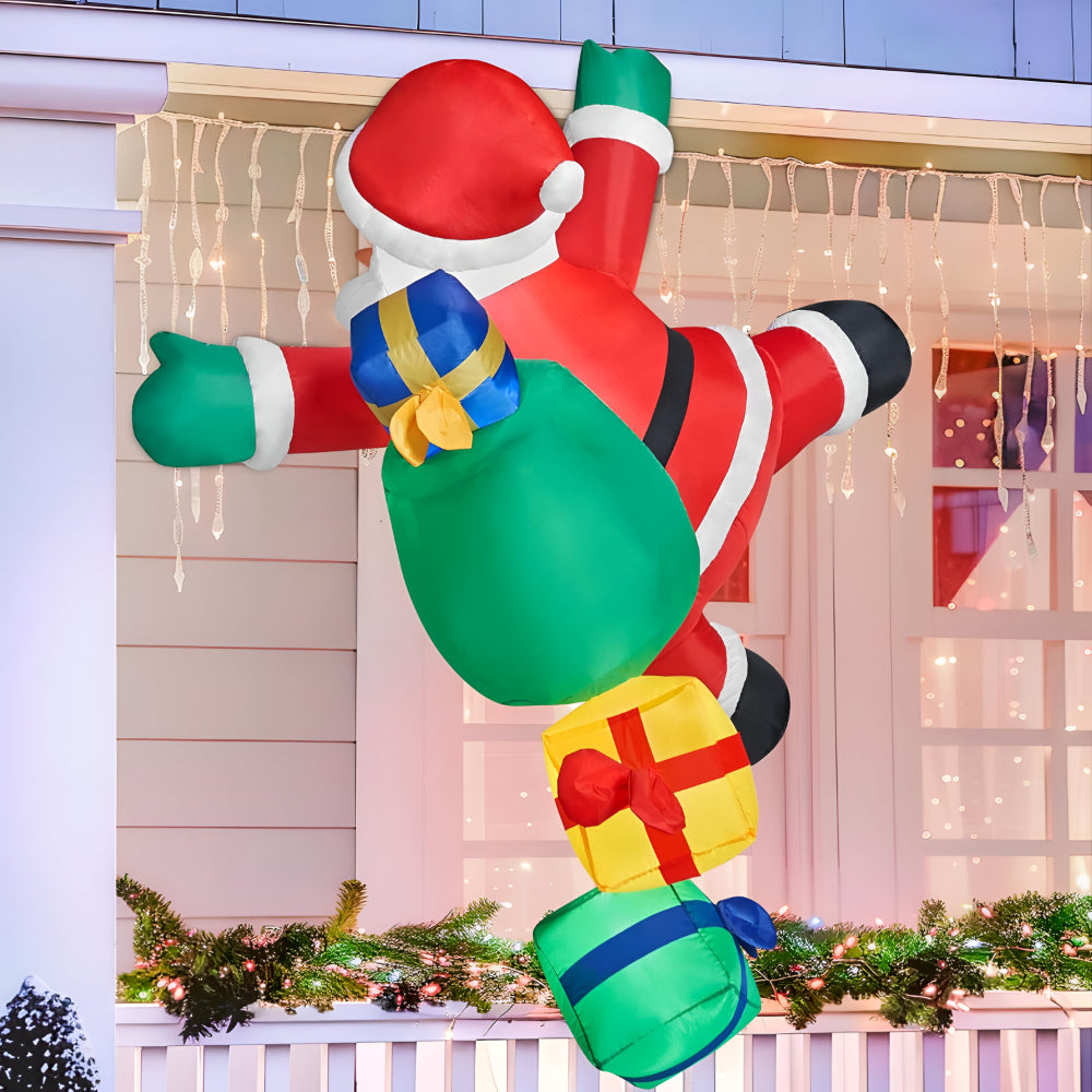 Festive Climber Santa Inflatable with Illuminating Lights