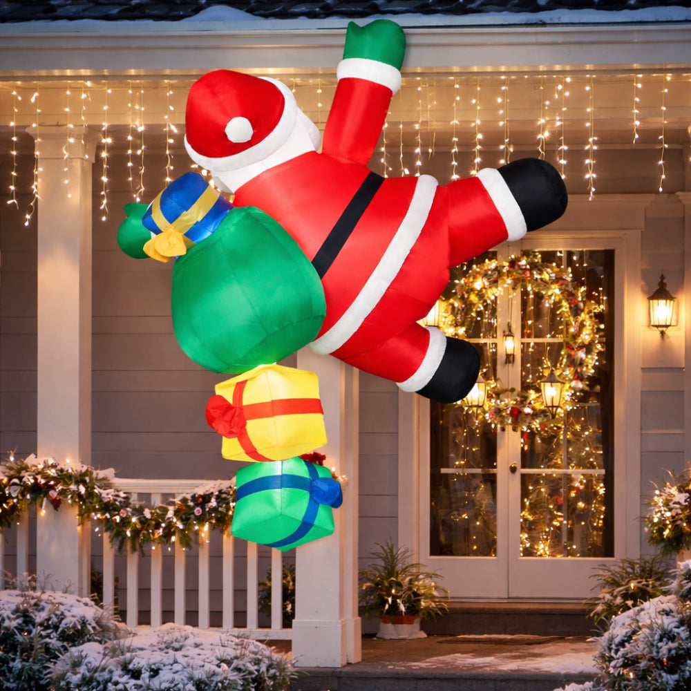 Festive Climber Santa Inflatable with Illuminating Lights