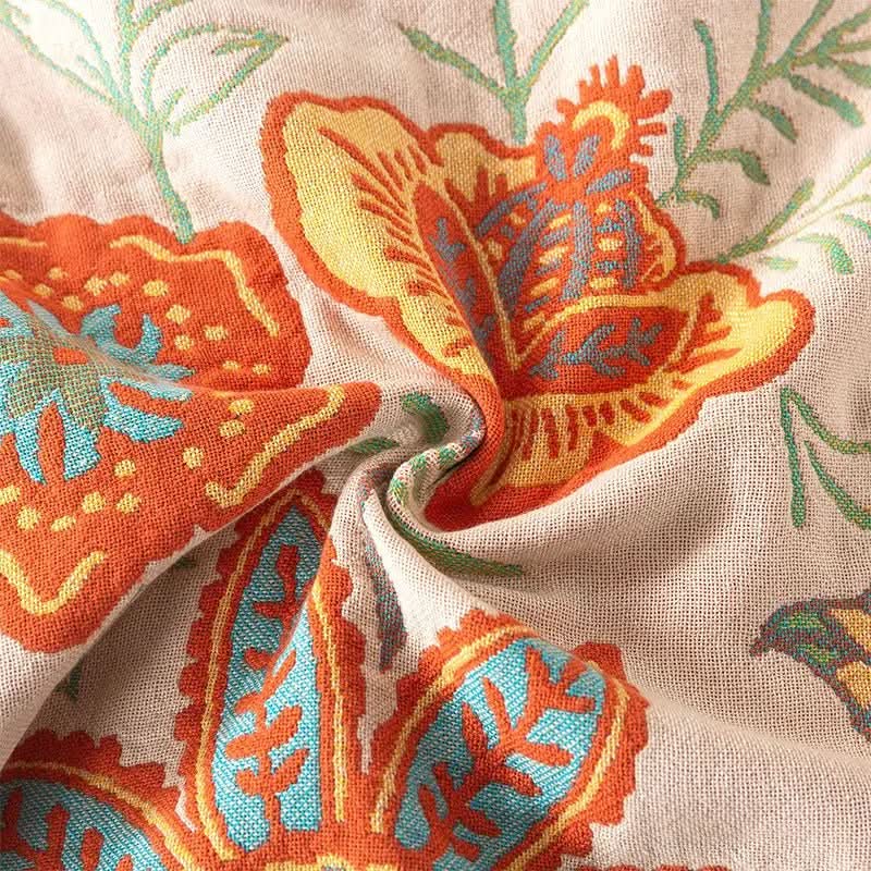 BreatheEasy Cotton Dual-Sided Throw Blanket with Floral Design