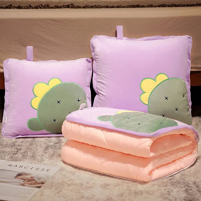 Cartoon Toast Design Travel Blanket Pillow | Cozy Dual-Use Comfort