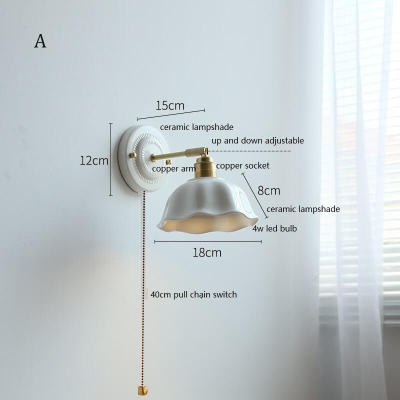 Taavita Modern White Ceramic Wall Lamp with Switch and Plug Options - Elegant Ceramic Lampshade
