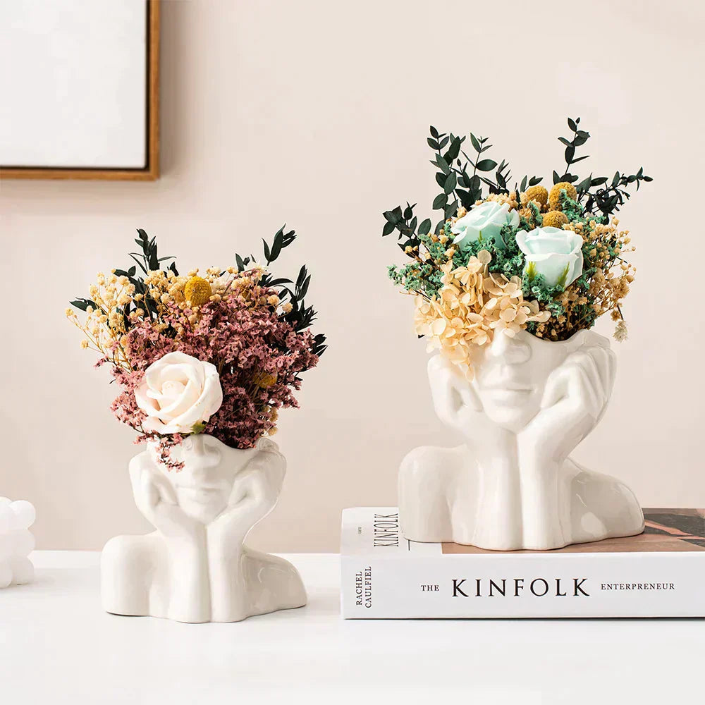 Sleek White Ceramic Vase - Chic Design for Home Elegance