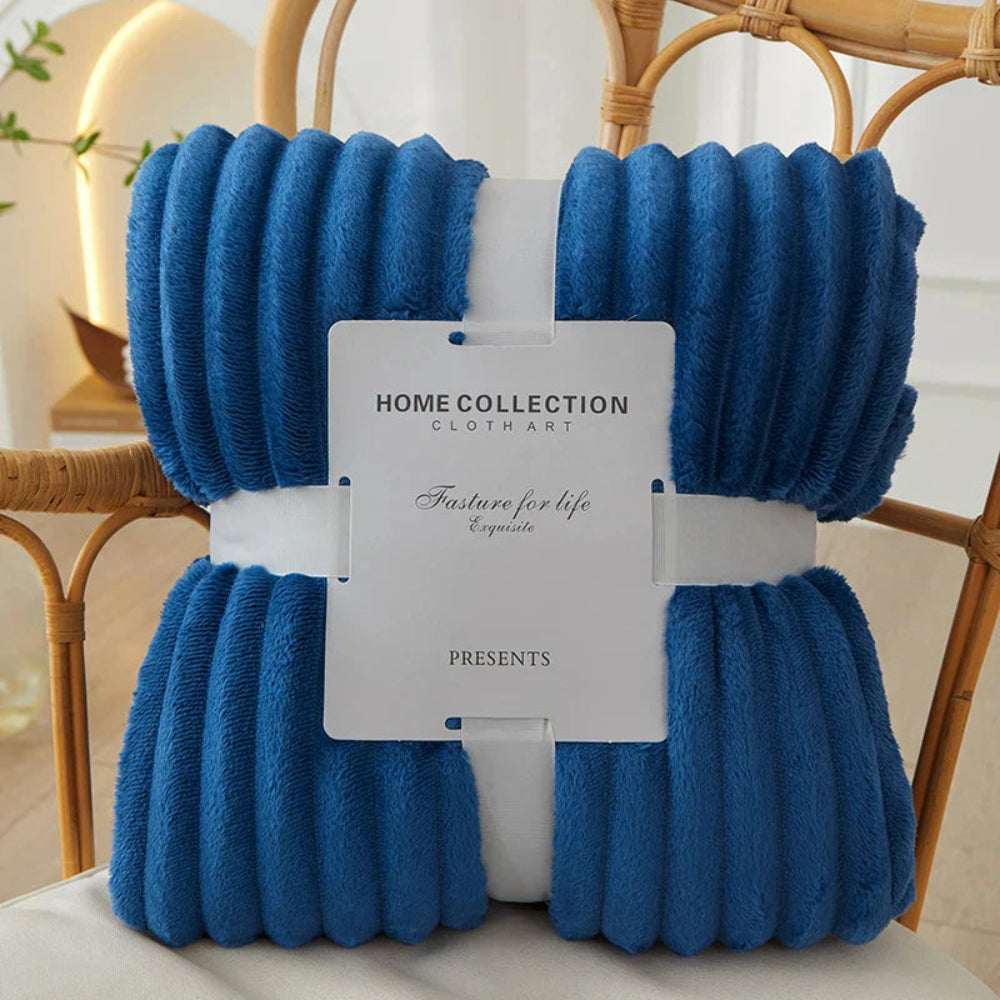 Chic Striped Fleece Throw Blanket with Textured Finish