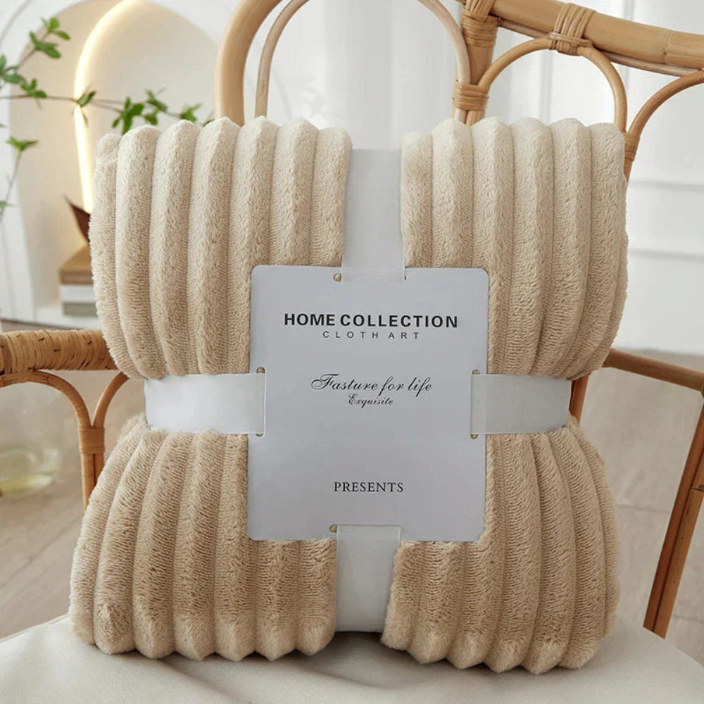 Chic Striped Fleece Throw Blanket with Textured Finish