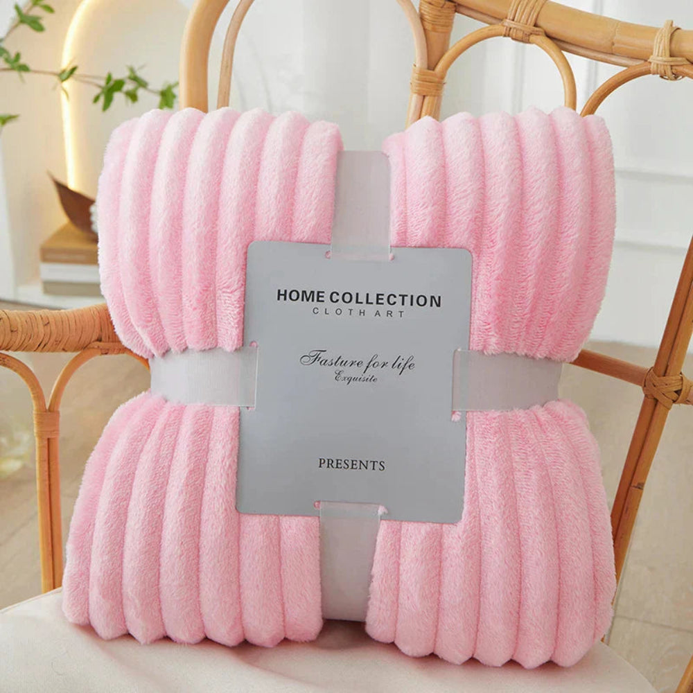 Chic Striped Fleece Throw Blanket with Textured Finish