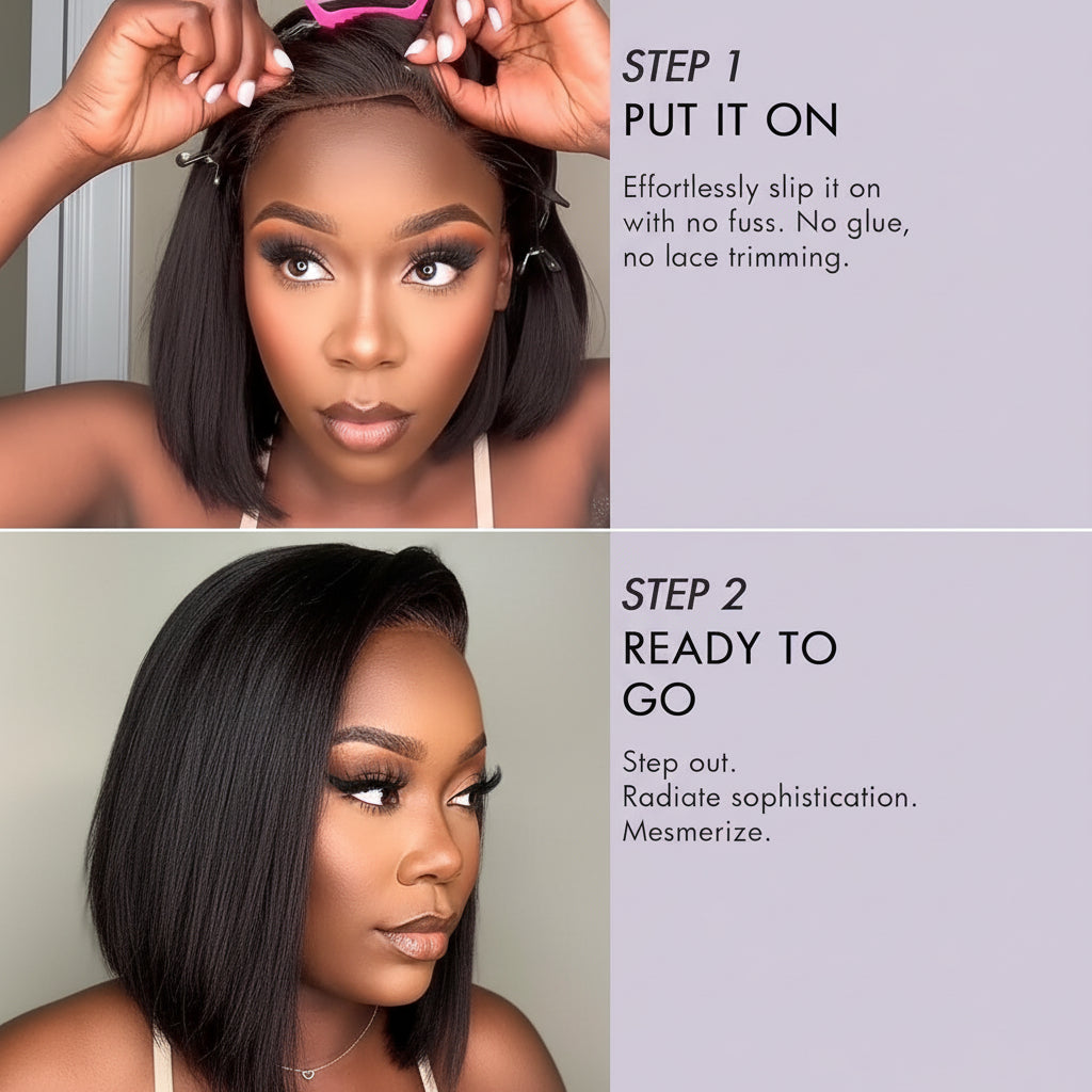 Effortless Chic Bob Wig in Yaki Straight Human Hair