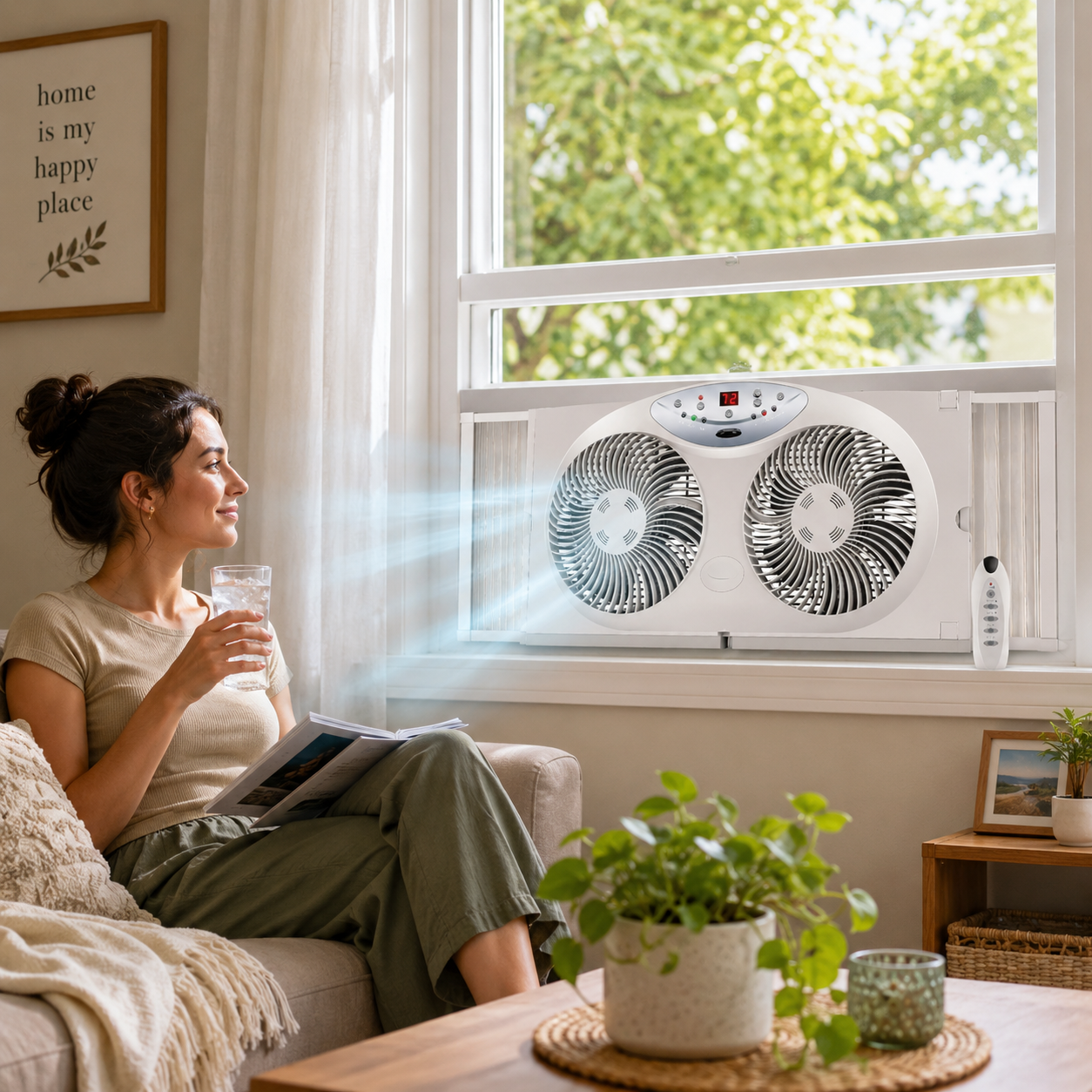 Dual Action Window Fan with Remote Control for Ultimate Airflow