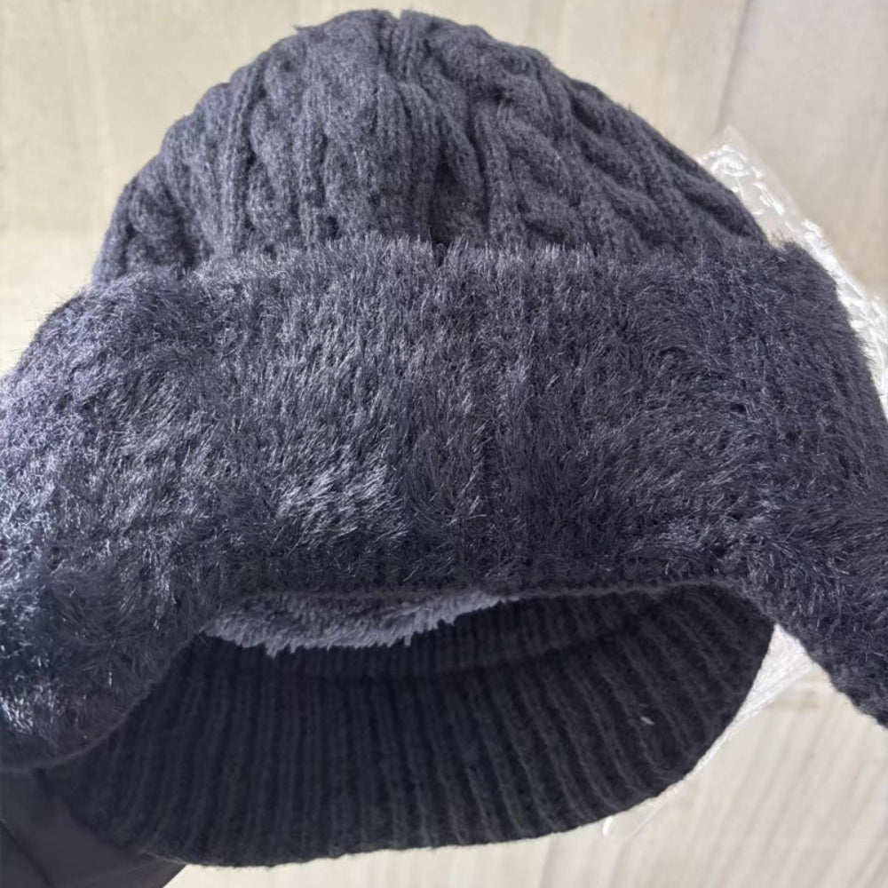 Warm & Stylish Ear Flap Knit Cap for Winter Adventures
